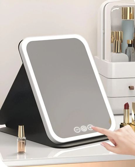 Зеркало для макияжа Lighted makeup mirror с LED подсветкой, складное, сенсорное управление, Type-C, с регулировкой яркости