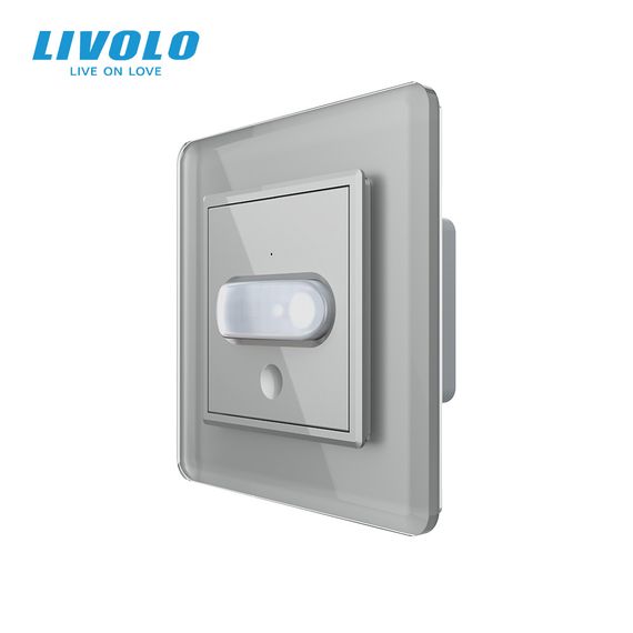 Датчик присутності та руху з автоматичним та ручним керуванням Livolo сірий 2.5D скло