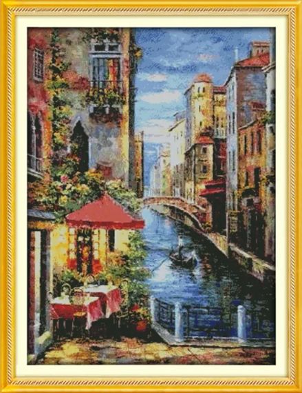 Набір для вишивання за нанесеною на канву схемою "Venetian scene". AIDA 14CT printed 55*72 см