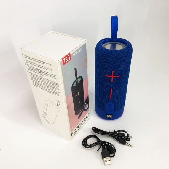 Портативна Bluetooth колонка TG619C FM-радіо USB/TF з ремінцем, блютуз колонка з підсвічуванням. Колір: синій | Зображення 7