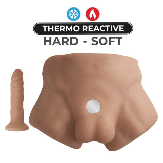 Півторс з фалоімітатором на присосці SilexD Apollo S Male Torso Caramel | Зображення 3