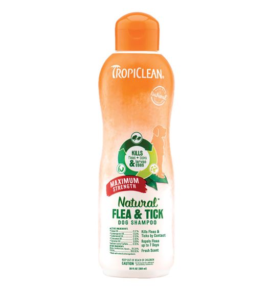 Шампунь від бліх та кліщів для собак TropiClean Flea & Tick Dog Max Strength Shampoo, 592 мл