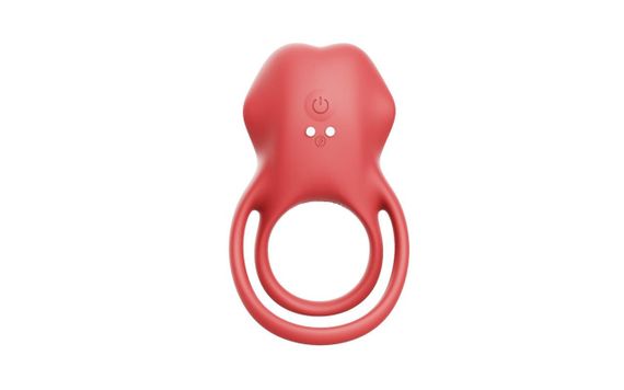 Ерекційне віброкільце - Dual Ring Tongue Vibe Red Sex Aura | Зображення 3