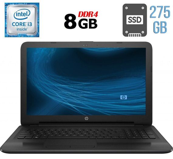 Ноутбук Б-клас HP 250 G5 / 15.6" (1366x768) TN / Intel Core i3-6006U (2 (4) ядра по 2.0 GHz) / 8 GB DDR4 / 275 GB SSD / Intel HD Graphics 520 / WebCam / DVD-RW / HDMI б/в
