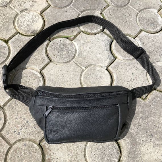 Сумка ремінь на пояс чоловіча, Чоловіча чорна сумка, Універсальна на пояс Містка бананка VF-75 | Зображення 4