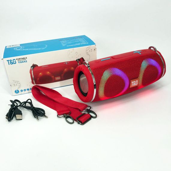 Портативна колонка TG642 з RGB підсвічуванням та ремінцем. DU-745 Колір: червоний | Зображення 2