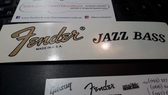 Деколь для бас-гітари Fender Jazz Bass наклейка логотип золотиста | Зображення 1