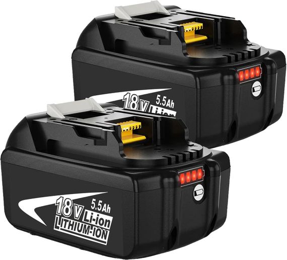 Акумулятор Dosctt 18V 5500mAh для Makita BL1860B, BL1850B, BL1830B, BL1840B, LED-індикатор, комплект 2 шт. 5.5 Ah
