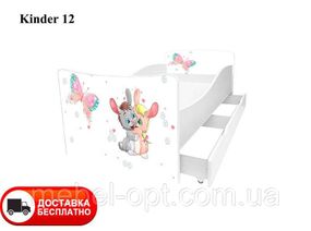 Детская кровать Kinder 12 Зайчики, с ящиком для белья