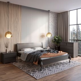 Полуторне дерев&#039;яне ліжко Mebigrand Палермо Графітовий (RAL9011) 120х200 см (MBG-12363)