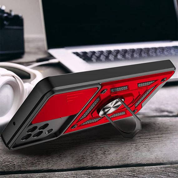 Ударостійкий чохол Camshield Serge Ring для Samsung Galaxy A22 4G/M32 TPU+PC, Шторка на камеру, Червоний | Зображення 2