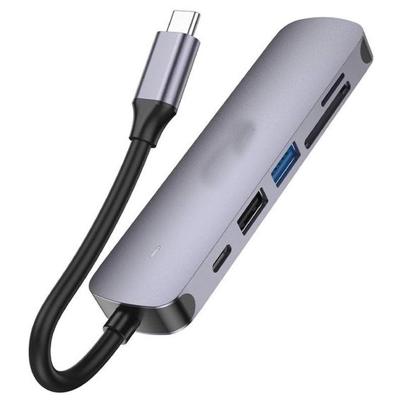 Док-станция Хаб USB переходник XPRO HB28 HDTV с входом Type-C и картридером серый (34380-01) | Зображення 2