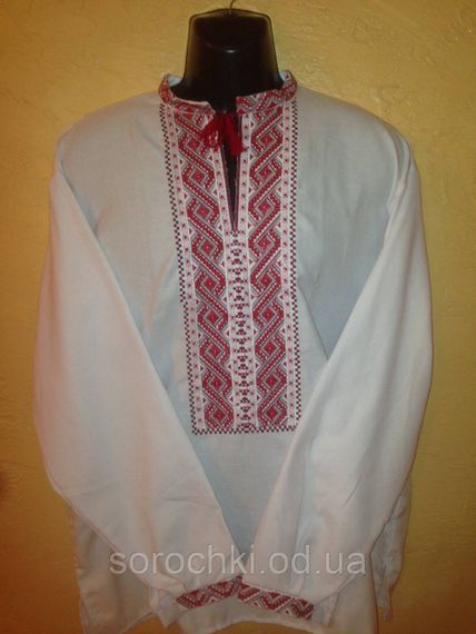 Вишиванка, чоловіча,біла, вишивка "Сніконечник" синя 65