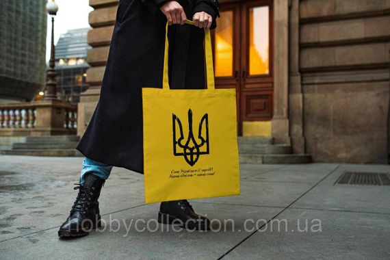 Сумка шопер із принтом "Сила України в її народі" Жовта | Зображення 2