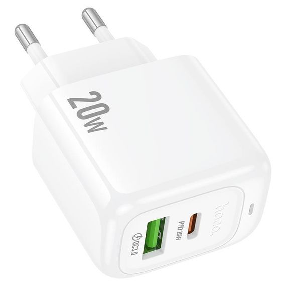 СЗУ 110-240V HOCO CS54A, 1xUSB, 1xUSB-C, PD20W, White, Blister | Зображення 2