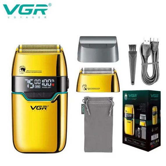 Електробритва Шейвер VGR V-350 чоловіча акумуляторна бритва для гоління з дисплеєм. AZ-208 Колір: золотий | Зображення 2