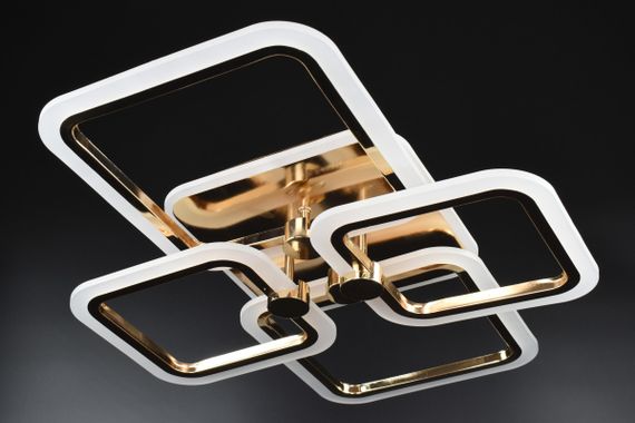 Люстра світлодіодна стельова LED світильник для квартири на стелю лед з пультом 26945 Золото 11х48х60 см.