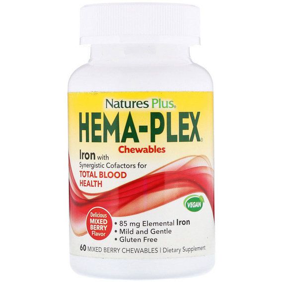 Микроэлемент Железо Nature's Plus Hema-Plex 60 Chewables Mixed Berry NTP3768