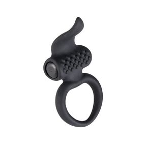 Эрекционное виброкольцо Adrien Lastic Lingus Black с язычком и щеточкой для стимуляции клитора., Черный