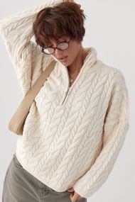 Жіночий светр із косичками - молочний цвет, ONE SIZE (є розміри)