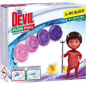Туалетні блоки без кошика для унітазу Dr.Devil Push Pull Цвітіння заходу сонця 8595025835680 40 г