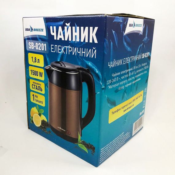 Безшумний чайник SeaBreeze SB-0201, Стильний електричний чайник, Гарний EB-724 електричний чайник | Зображення 4
