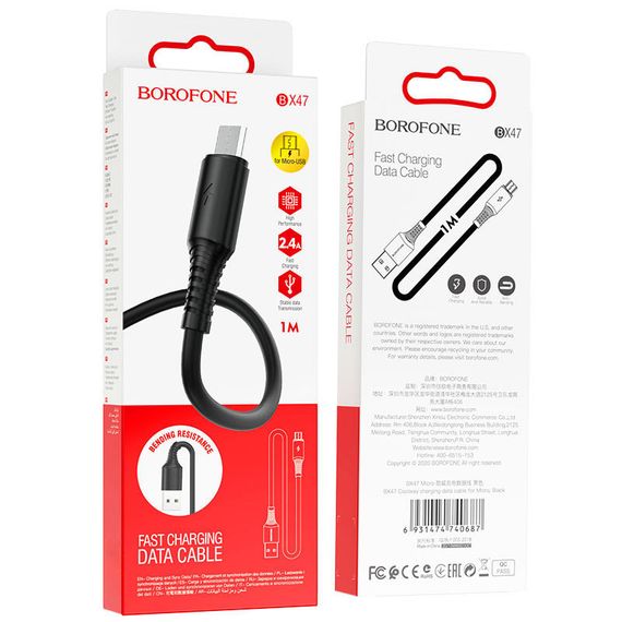 Дата кабель Borofone BX47 Coolway USB to MicroUSB (1m) | Зображення 5