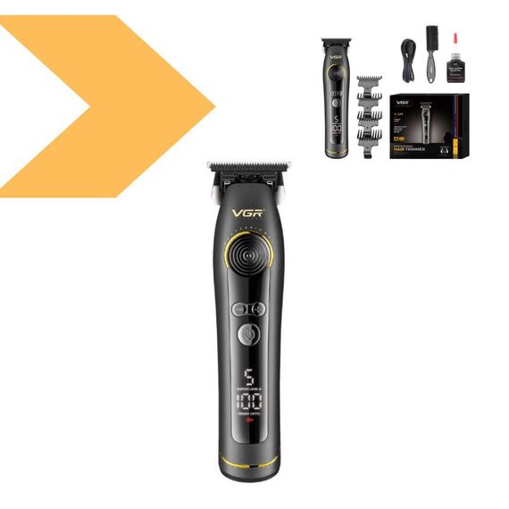Тример VGR V-299 BLACK, 5 рівнів швидкості, 4 насадки, 9000RPM, LED-дисплей, 2000 mAh (46219-V-299 BLACK_1015) | Зображення 1