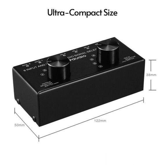 Аудио свитч 6 входов 2 віхода Audio Switcher 6-In 2-Out 2-Way Selector Селекторный разветвитель H5E2Box Splitter H5E2 | Зображення 3