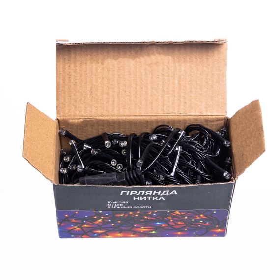 Новорічна гірлянда кімнатна нитка 10 м 120 LED чорний провід Білий W120LED10MBW | Зображення 4