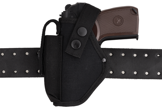 Кобура для пістолета Макарова ПМ поясна із чохлом під магазин лівостороня oxford чорна 0011601 ms | Зображення 2