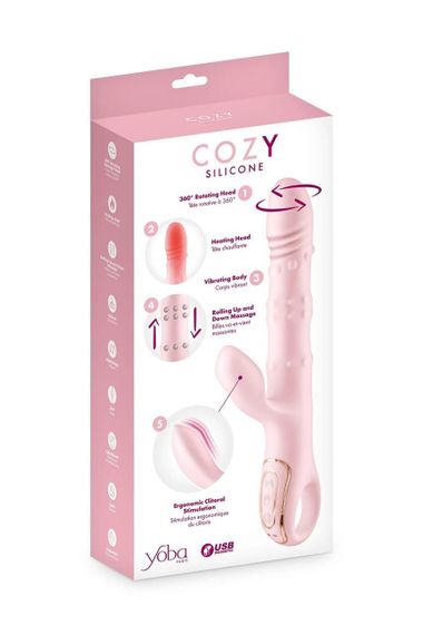 Вібратор-кролик 5в1 Yoba Cozy, вібрація, ротація, пульсація, перлинний масаж, нагрівання Sex Aura | Зображення 4