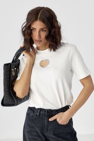 Футболка з вирізом у формі серця - молочний цвет, S (є розміри)