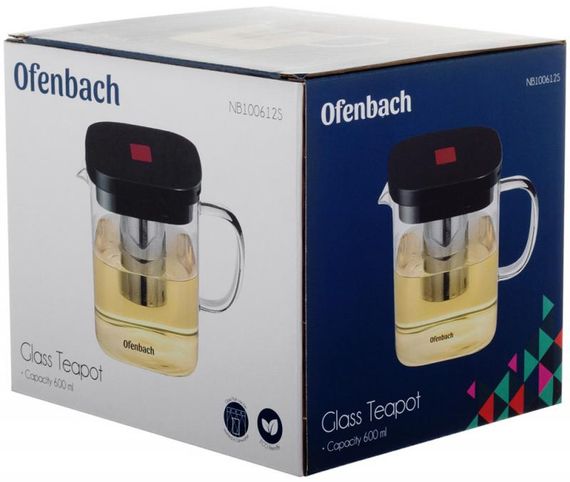 Чайник скляний заварювальний Ofenbach 600мл зі знімним ситечком (0612s) | Зображення 7
