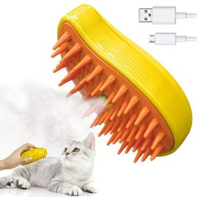 Паровая щетка для вычесывания шерсти собак и кошек, с USB, AD-2220, Желтый / Расческа для котов и собак с