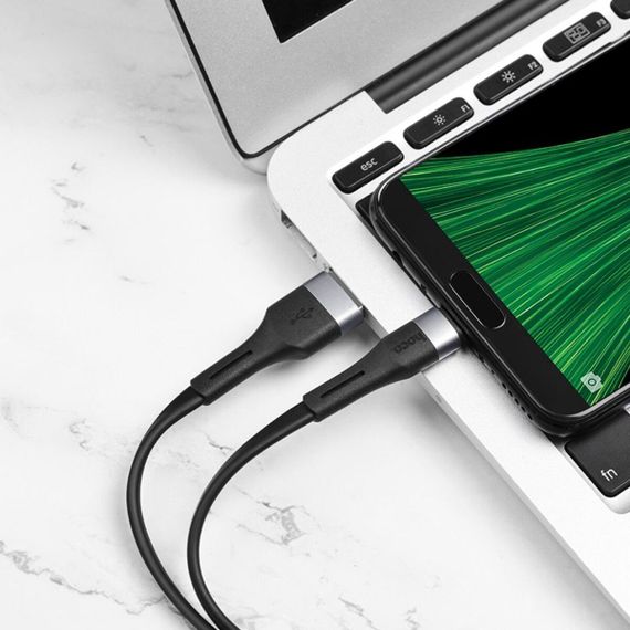 Кабель HOCO X34 USB to Micro 2.4A, 1m, TPE, aluminum connectors, Black | Зображення 2
