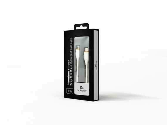 Кабель Cablexpert CC-USB2S-CM8PM-1.5M-W, USB 2.0 С-папа/Lightning, 1.5 м. | Зображення 1