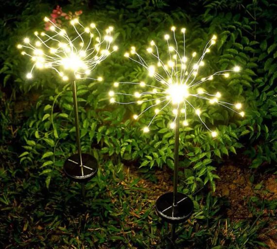 Фонарь садовый Фейерверк газонный на солнечной батарее, 90 led, 8 режимов (2 шт в комплекте) | Зображення 5