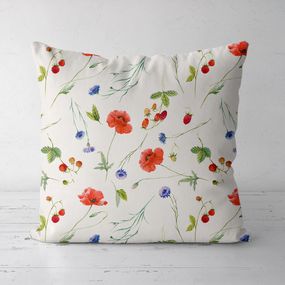 Подушка декоративна Soft Маки, васильки, земляника 45x45 см (45PST_23M047)