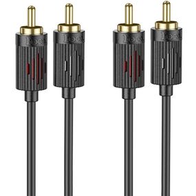 Кабель аудіо Hoco UPA29 2 RCA to 2 RCA red and white double lotus (1.5m) Black