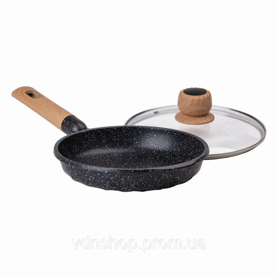 Мармурова алюмінієва сковорода з антипригарним покриттям Ø 22 см чорна MGC HP-4-422B | Зображення 3