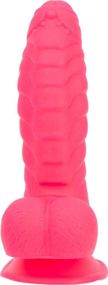 Ребристый фаллоимитатор на присоске ADDICTION — Tom 7″ Dildo With Balls — Pink, вибропуля в подарок sexstyle | Зображення 2