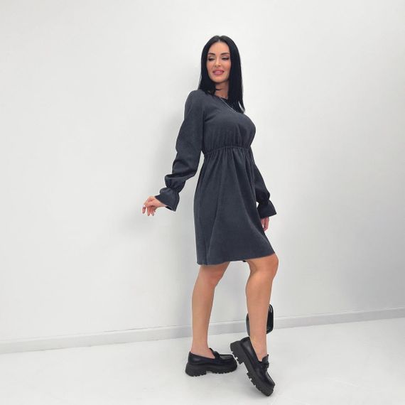 Женское модное вельветовое платье с завышенной талией GF08574 цвет темно-серый, размер 50/52 | Зображення 2