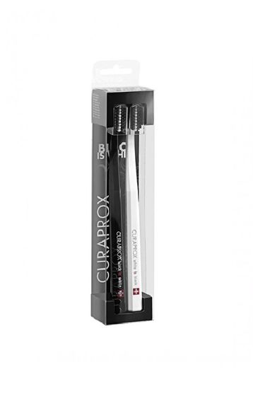 Набір зубних щіток Curaprox "Ultrasoft" CS5460/2 White/Black, чорна/біла d 0,10 мм (2 шт.)
