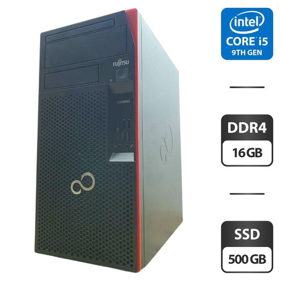 Комп'ютер Fujitsu Esprimo P758 Tower / Intel Core i5-9500 (6 ядер по 3.0 - 4.4 GHz) / 16 GB DDR4 / 500 GB SSD / Intel UHD Graphics 630 б/в