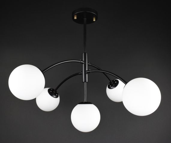 Люстра стельова на 5 лампочок 27447 Чорний 43-20х80х80 см. | Зображення 1