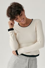 Жіночий двошаровий лонгслів - кремовий цвет, ONE SIZE (є розміри)