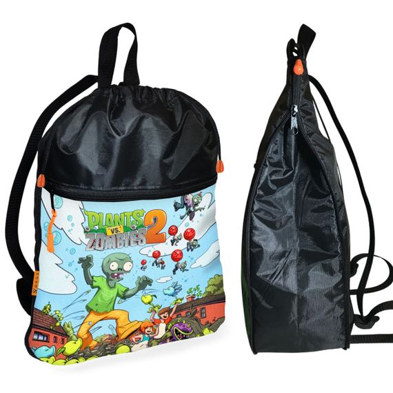 Рюкзак-мешок для обуви,спортивной формы Растения Против Зомби детская сумка для сменки с расширителем (01369)