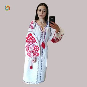 Платье Украинская вышиванка 235609 цвет белый размер XL/XXL
