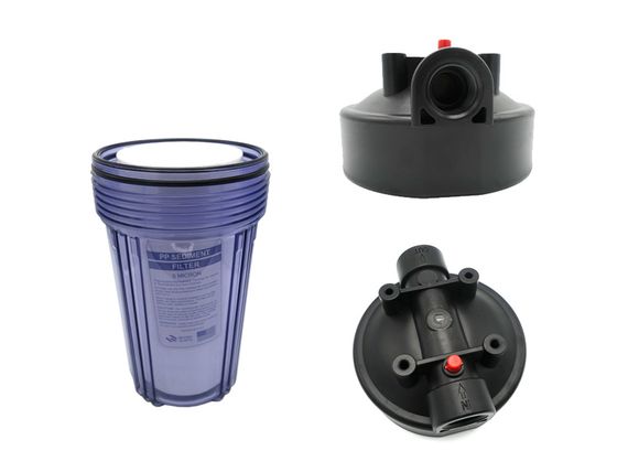 Колба BigBlue 10" Tiger Filtration прозора 04А (латун.різьби.2резинки/макс12атм) + картридж 1/4 | Зображення 1